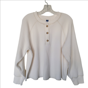 Old Navy Women's Cream Henley Sweater